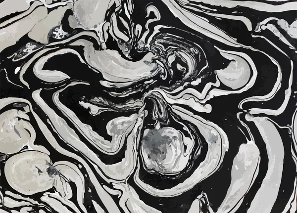 Textura de mármol vectorial negro y plata. Fondo dibujado a mano con tinta especial . — Vector de stock
