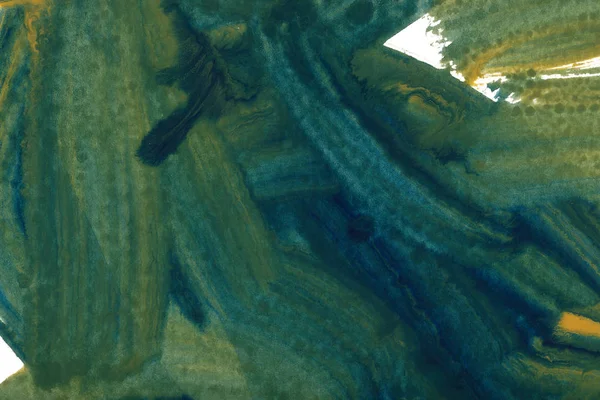 Πράσινη, Ίντιγκο και ώχρα υδατογραφια ταπετσαρία. Χειροποίητα πινέλο επιχρίσματα εικονογράφηση ράστερ. — Φωτογραφία Αρχείου