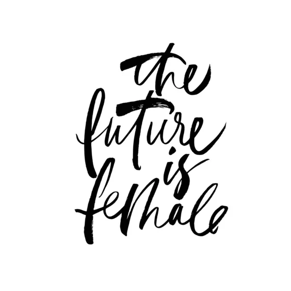 El futuro es la tinta femenina letras vectoriales pluma. Frase optimista, hipster diciendo caligrafía manuscrita . — Vector de stock
