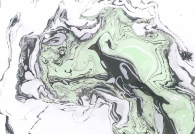 Siyah, beyaz ve yeşil mürekkep mermer doku. Dekoratif vektör akrilik arka plan. 