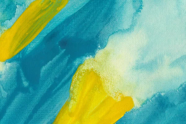 Fondo de pantalla de color turquesa y amarillo acuarela. Pincel dibujado a mano hisopos raster ilustración . — Foto de Stock