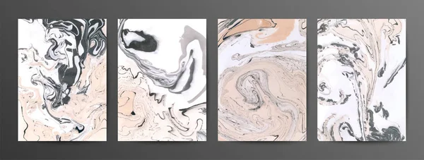 Encre claire ocre textures vectorielles milieux ensemble. toile de fond abstraite de peinture de marbre . — Image vectorielle