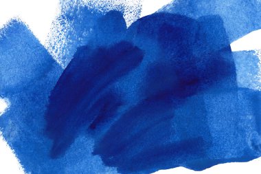 Parlak renkli suluboya arka plan. Beyaz arka plan üzerine izole el çizilmiş ultramarine boyama.