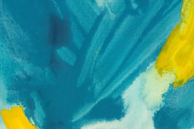 Soyut turkuaz suluboya arka plan. Kağıtta mavi renk sıçraması. Akrilik boyama dokusu.