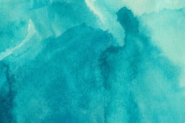 Turkuaz suluboya duvar kağıdı. El çizimi fırça örnekleri raster illüstrasyonu. Çoklu renk lekeleri, yaratıcı renk karışımları. 