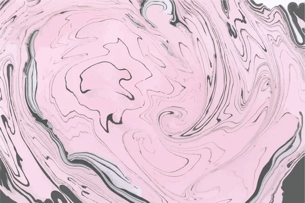 Abstract vectorschilderen. Roze en zwarte marmerende achtergrond. — Stockvector