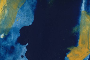 Ultra deniz ve sarı suluboya el çizimi arka plan. Vintage çivit kuru fırça darbeleri raster illüstrasyonu. 