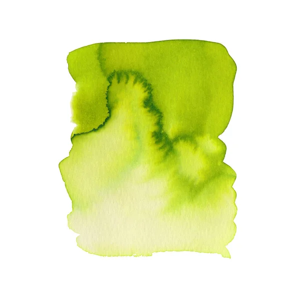 Luz forma aquarela verde isolado no fundo branco. Pincel desenhado à mão swabs raster ilustração . — Fotografia de Stock