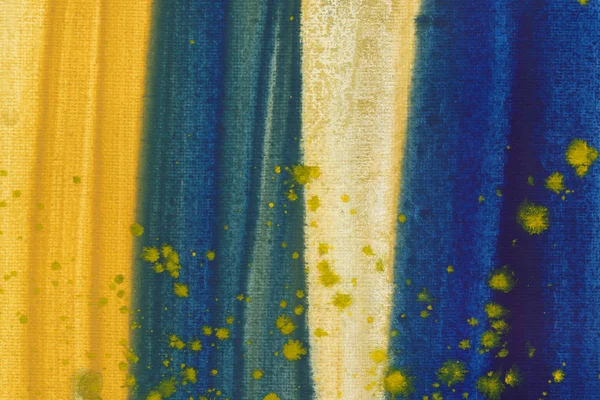 Függőleges kézzel rajzolt ecset csíkok akvarell festés. Modern ultramarinkék és sárga keverő raszter illusztráció. — Stock Fotó