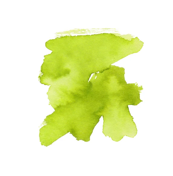 浅绿色水彩形状隔离在白色背景上。手绘画笔拭子栅格插图. — 图库照片