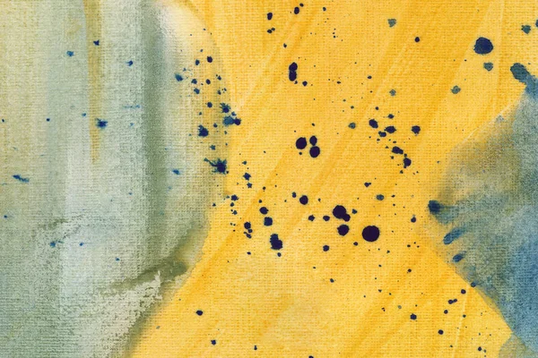 Soyut sarı ve açık mavi suluboya arka plan. Kağıtta renk sıçraması. Akrilik boyama dokusu. — Stok fotoğraf