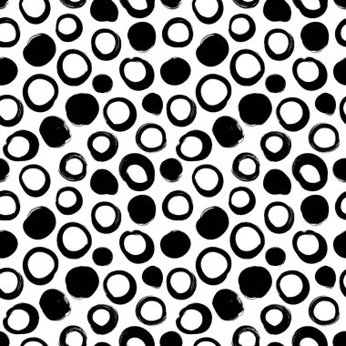 Kusursuz vektör desenli daire çiz. Fırça darbeleri, benekli noktalar, yuvarlak çizgili şekiller.. 
