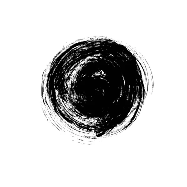 Vektor fekete festék, tinta ecsetvonás kör alakú. Piszkos grunge design kerek elem vagy háttér szöveg. — Stock Vector