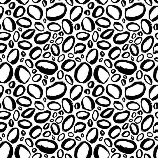 Polka point grunge motif vectoriel sans couture. Coups de pinceau cercles et contours arrondis. — Image vectorielle