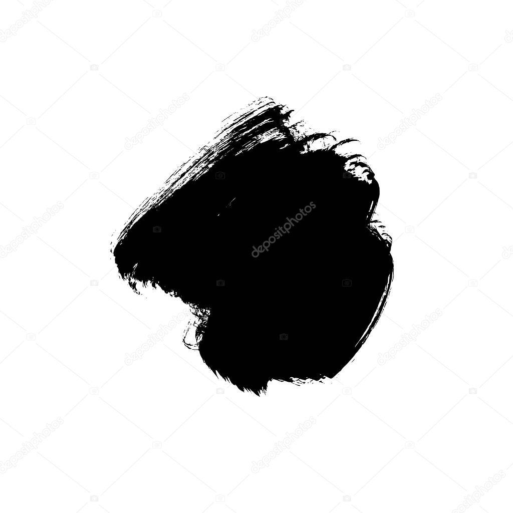Vector black paint, ink brush stroke or shape. Dirty grunge design element, box or background for text.