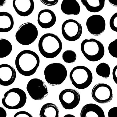Kusursuz vektör desenli daire çiz. Fırça darbeleri, benekli noktalar, yuvarlak çizgili şekiller.. 