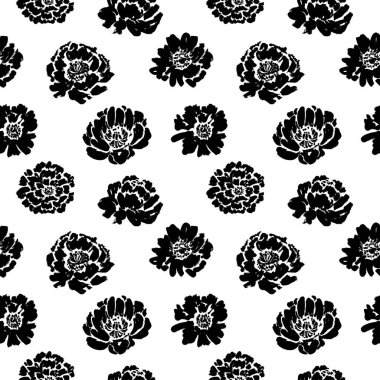 Şakayık, gül desenli kusursuz çiçek vektör deseni