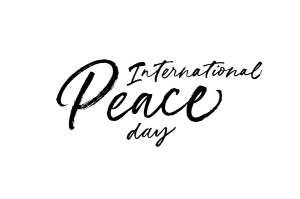 Giornata internazionale della pace lettering scritto a mano. — Vettoriale Stock