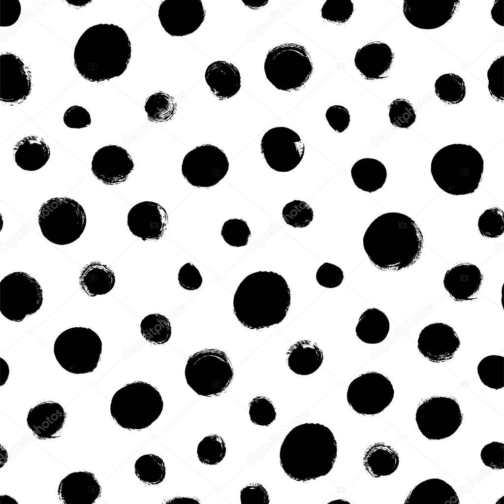 Polka dot grunge seamless vector pattern. 