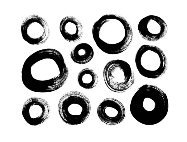 Vector círculo negro pincel pinceladas colección — Archivo Imágenes Vectoriales