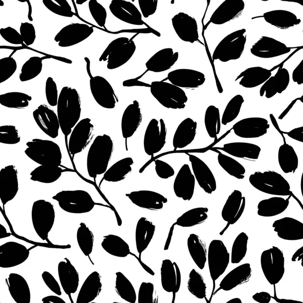 Blätter und Zweige vektornahtloses Muster. — Stockvektor