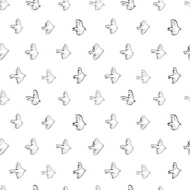 Siyah kuşlarla kusursuz vektör karalama deseni.