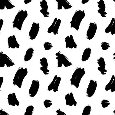 Mürekkep fırçası lekeleri vektörsüz desen. 