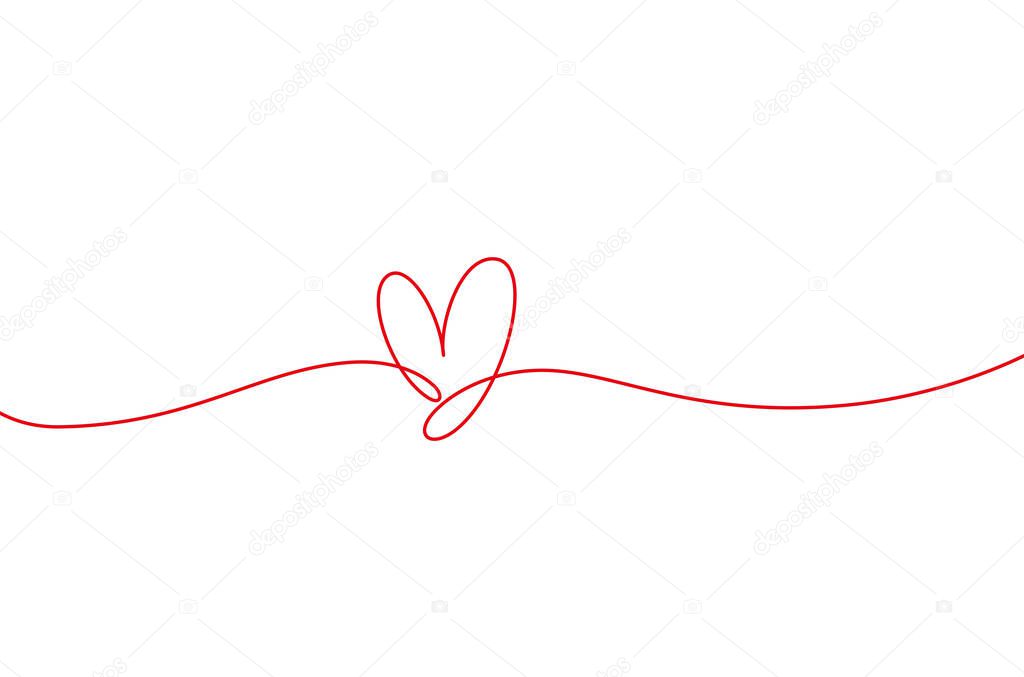 Heart shape mono line. Continuous line icon.