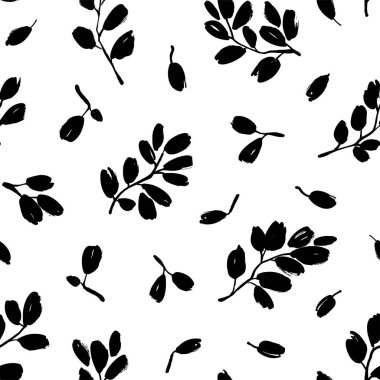 Yapraklar ve dallar vektörsüz desen. 