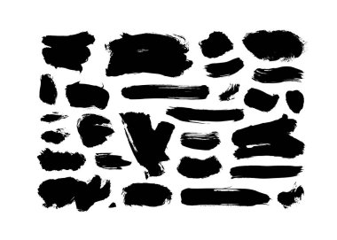 Vektör mürekkep fırça darbeleri ve leke koleksiyonu.