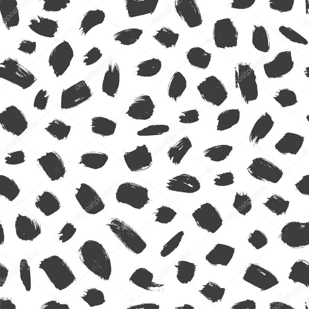 Grunge spots hand drawn vector seamless pattern. 