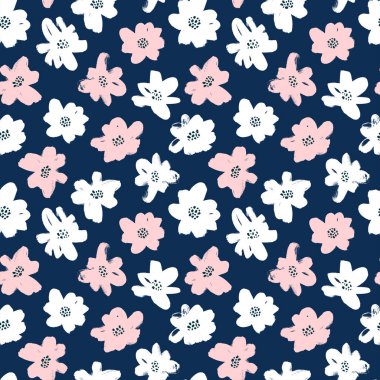 Papatyalı kusursuz çiçek vektör deseni.