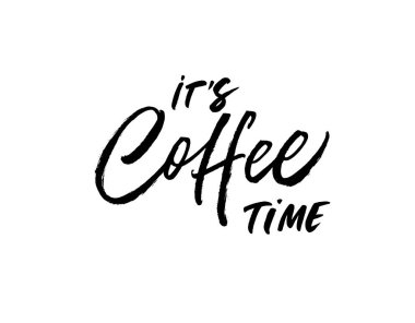 Kahve zamanı modern fırça vektör hat sanatı..