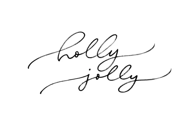 Holly jolly modern vector pen lettering. — Stock Vector