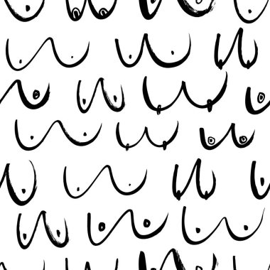 Linear breast vector seamless pattern.  clipart
