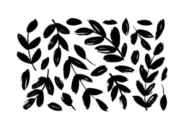 잎 벡터 컬렉션이 있는 브러시 나뭇가지. — 스톡 벡터