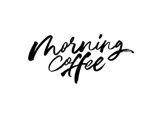 Morning koffie inkt borstel vector belettering. — Stockvector