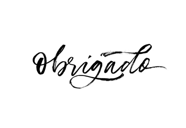 Obrigado em português tinta escova vector lettering —  Vetores de Stock