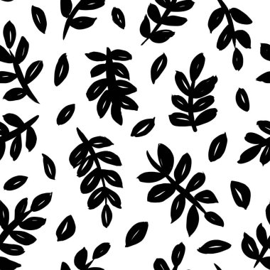 Yapraklar ve dallar vektörsüz desen. 