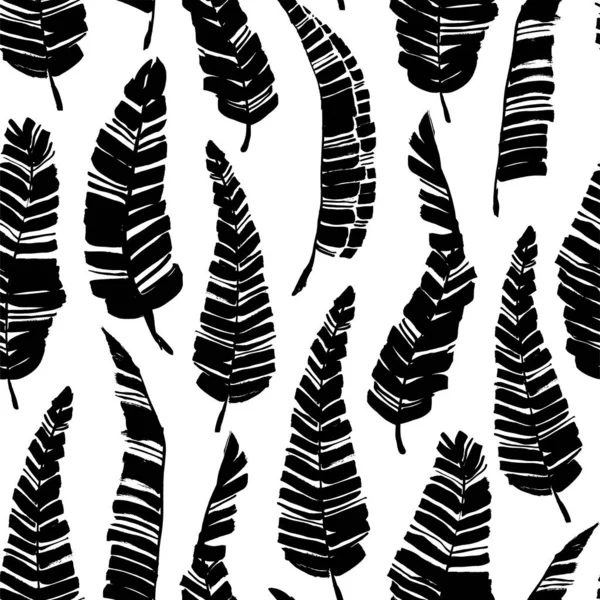 Vecteur tropical feuilles de banane motif sans couture. — Image vectorielle