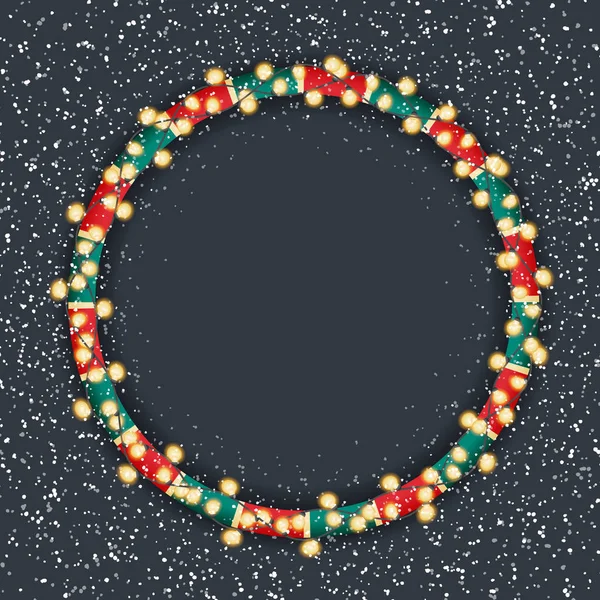 Xmas tatil için parlak Noel ışıkları çelenk tebrik kartları tasarımı.