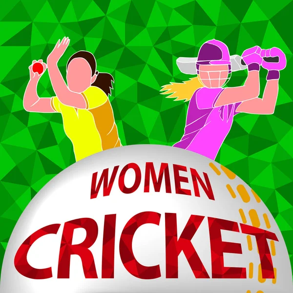 Cartaz de mulheres de críquete —  Vetores de Stock