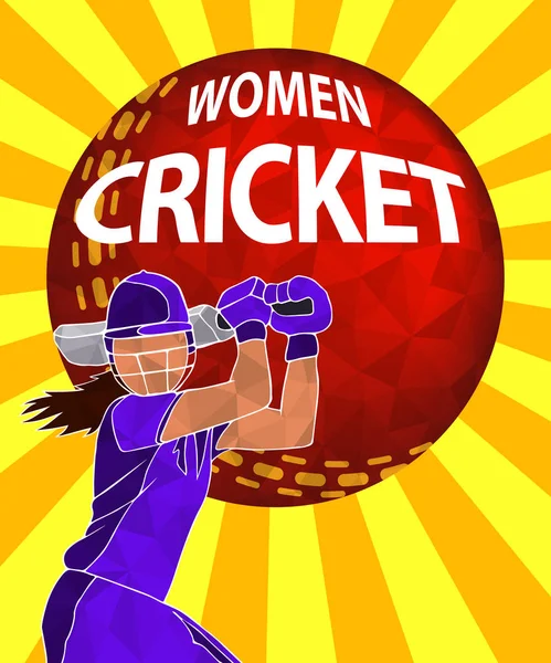 Cartaz de mulheres de críquete —  Vetores de Stock
