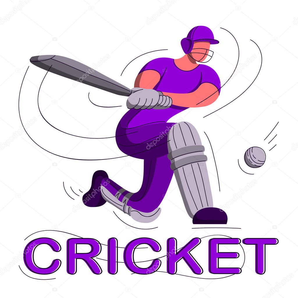 Batsman playing cricket. Stylized cricketer character for website design. Cricket championship.