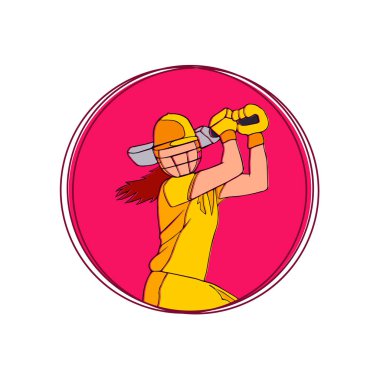 Cricket women flat clipart