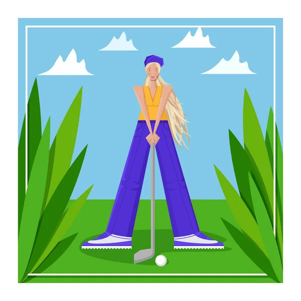 Female golfer — Stock Vector