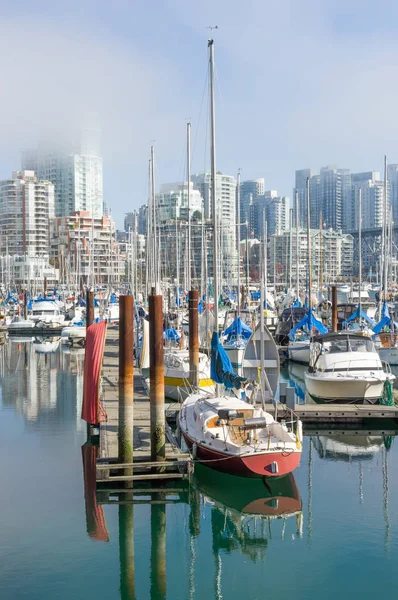 Yacht Marina Downtown Vancouver Summer Foggy Day British Columbia Canada — Stock Photo, Image