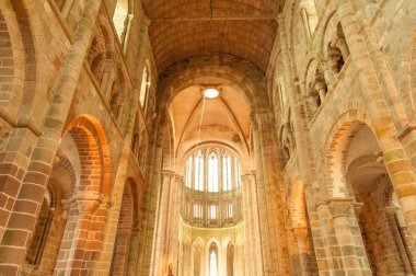 Ünlü Mont Saint Michel kilise-manastırının iç mekanı, Unesco dünya mirası, Normandiya, Fransa