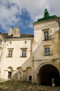 Interior courtyard of medieval Olesko Castle, the birthplace of the Polish king Jan III Sobieski, near Lviv, Ukraine