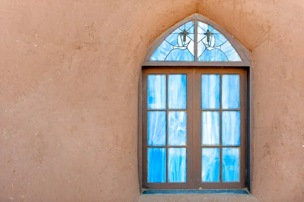 Barevné Okno San Geronimo Taos Španělské Misie Církve Taos Pueblo — Stock fotografie